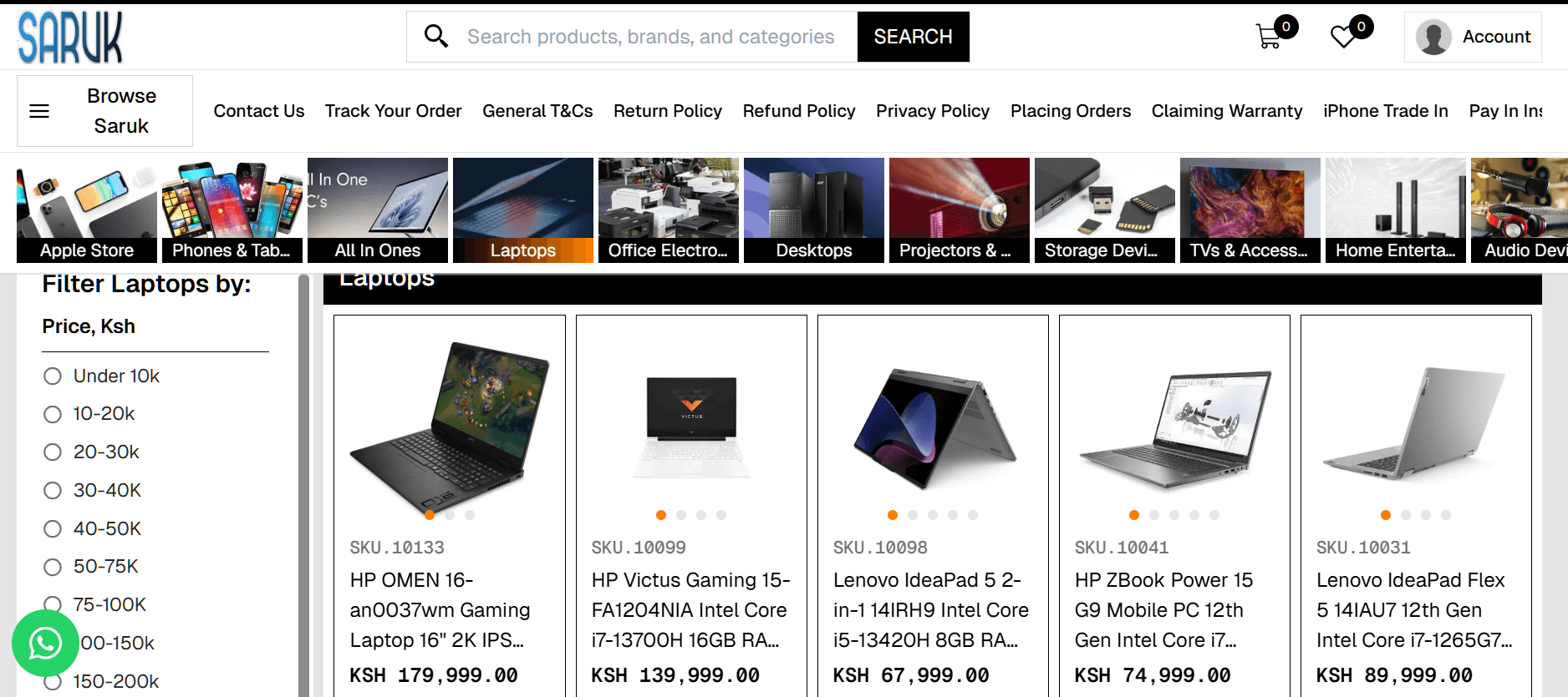 Saruk - Electonrics Store website preview